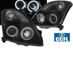 Μπροστινά Φανάρια Set Για Suzuki Swift 05-10 ccfl Angel Eyes Μαύρα H1/H1Sonar