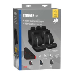 Lampa - Καλύμματα Καθισμάτων Stinger Μαύρο / Κόκκινο από Πολυεστέρα με Αφρώδη Επένδυση, Universal, Συμβατά με Πλευρικούς Αερόσακ