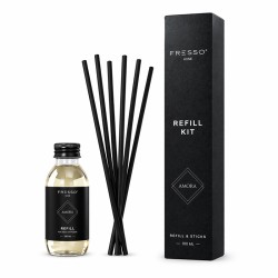 Fresso - Κιτ Αναπλήρωσης με Άρωμα Amora 100 ml Premium Home Refill Kit και 6 Μαύρα Στικ από Fiberglass για Αρωματικό Χώρου Reed 
