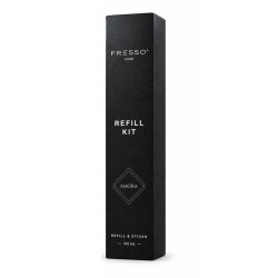 Fresso - Κιτ Αναπλήρωσης με Άρωμα Amora 100 ml Premium Home Refill Kit και 6 Μαύρα Στικ από Fiberglass για Αρωματικό Χώρου Reed 