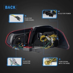 Πισινά Φανάρια Set Για Vw Golf VI (6) 08-12 Full Led Dynamic GTI R20 Look Σκούρο Κόκκινο/Λευκό VLand
