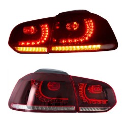 Πισινά Φανάρια Set Για Vw Golf VI (6) 08-12 Full Led GTI R20 Look Κόκκινο/Φιμέ VLand