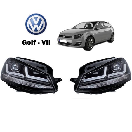 Μπροστινά Φανάρια Set Για Vw Golf VII (7) 12-17 DRL Full Led Halogen Version Black/Chrome LEDHL103-CM Osram Ledriving Osram Ledr