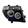 Μπροστινά Φανάρια Set Για Nissan Navara D40 05-10 Angel Eyes & Led Μαύρα H1/H1 Manual JunYan