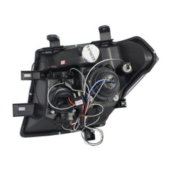 Μπροστινά Φανάρια Set Για Nissan Navara D40 05-10 Angel Eyes & Led Μαύρα H1/H1 Manual JunYan