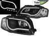 Μπροστινά Φανάρια Set Για Audi A3 8P 03-08 DRL & Led Tube Μαύρα H7/H1 Sonar