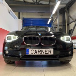 Μπροστινά Φανάρια Set Για Bmw 1 F20 / F21 11-14 LED Angel Eyes Μαύρα H7 Με Μοτέρ Depo