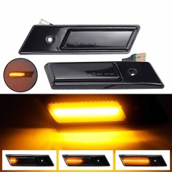 Πλαϊνά Φλας Φτερού Για Bmw 3 E36 90-96 / 3 E30 / 5 E34 88-95 / 7 E32 86-94 Βιδωτό Led Dynamic Black/Smoke 2 Τεμάχια
