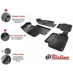 Πατάκια Σκαφάκια 3D Από Λάστιχο TPE Για Renault Clio 4 12-19 Rizline 4 Τεμάχια Μαύρα