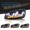 Μπροστινά Φανάρια Set Για Vw Golf VΙ (6) 08-12 DRL U-Type & Dynamic Φλας Μαύρα H7/H7 Με Μοτέρ VLand