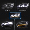 Μπροστινά Φανάρια Set Για Vw Golf VΙ (6) 08-12 DRL U-Type & Dynamic Φλας Μαύρα H7/H7 Με Μοτέρ VLand