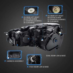 Μπροστινά Φανάρια Set Για Vw Golf VΙ (6) 08-12 DRL U-Type & Dynamic Φλας Μαύρα H7/H7 Με Μοτέρ VLand