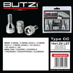 Αντικλεπτικά Μπουλόνια Ασφαλείας Butzi Premium Kit 6 pcs Με Μοναδικό Κλειδί-Εργαλείο Type-CC M14x1.25 L27 T17