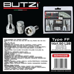 Αντικλεπτικά Μπουλόνια Ασφαλείας Butzi Premium Kit 6 pcs Με Μοναδικό Κλειδί-Εργαλείο Type-FF M14x1.50 L28 T17