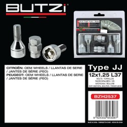 Αντικλεπτικά Μπουλόνια Ασφαλείας Butzi Pro Kit 6 pcs Με Μοναδικό Κλειδί-Εργαλείο Type-JJ M12x1.25 L37 T17