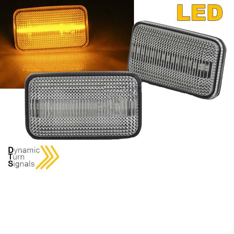 Πλαϊνά Φλας Φτερού Για VW Golf 1 / 2 74-91 / Jetta 84-91 / Corrado 88-95 Led Dynamic Λευκά 2 Τεμάχια