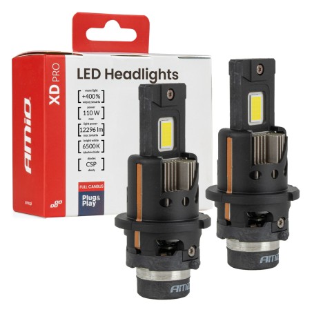 AMiO - Λάμπες LED XD PRO Series D2S/D2R 12V 110W 12.296lm 6.000K Full Can-Bus Plug&Play με Ψύκτρα - 2 Τεμ. (04680/AM)