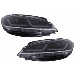 Μπροστινά Φανάρια Set Για Vw Golf VII (7.5) 17-19 DRL Full Led Halogen Version Black LEDHL10-BK Osram Ledriving