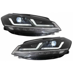 Μπροστινά Φανάρια Set Για Vw Golf VII (7.5) 17-19 DRL Full Led Halogen Version Black LEDHL10-BK Osram Ledriving