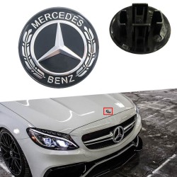 Σήμα Τάπα Καπό Mercedes-Benz Γνήσιο A0008173305 57mm Μαύρο