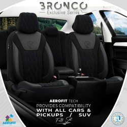 Καλύμματα Αυτοκινήτου Otom Bronco Design Universal Rachel / Δερματίνη Καπιτονέ Σετ Εμπρός / Πίσω 11 Τεμαχίων Μαύρο Με Μπλε Κέντη