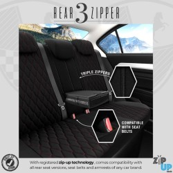 Καλύμματα Αυτοκινήτου Otom Bronco Design Universal Rachel / Δερματίνη Καπιτονέ Σετ Εμπρός / Πίσω 11 Τεμαχίων Μαύρο Με Κόκκινο Κέ
