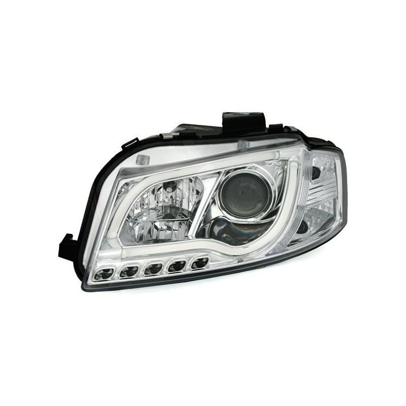 Φανάρια εμπρός led Lightbar Design για Audi A3 (2003-2008) - chrome , με λάμπες (Η1) - σετ 2τμχ.