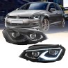 Μπροστινά Φανάρια Set Για Vw Golf VΙI (7) 12-17 Mk8 Golf Look Dynamic Start DRL & Φλας Μαύρα Full Led Με Μοτέρ VLand