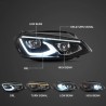Μπροστινά Φανάρια Set Για Vw Golf VΙI (7) 12-17 Mk8 Golf Look Dynamic Start DRL & Φλας Μαύρα Full Led Με Μοτέρ VLand