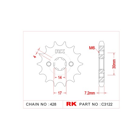 Γρανάζι Κίνησης RK 3122-T15 (JTF273) FL125ADDRESS,TARGET125I'18-20 E4, VF125,ASUS125i