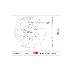 Γρανάζι Τροχού RK B3343-T43  BN125,TNT125,RKS125