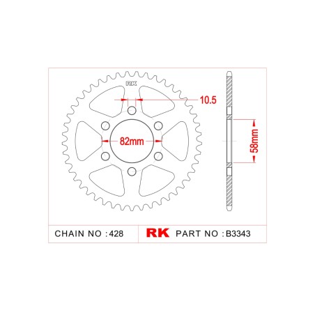 Γρανάζι Τροχού RK B3343-T43  BN125,TNT125,RKS125