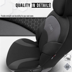 Καλύμματα Αυτοκινήτου Otom Moon Design Universal Βαμβακερό Ύφασμα / Rachel / Δερματίνη Σετ Εμπρός / Πίσω 11 Τεμαχίων Μαύρο MON-1