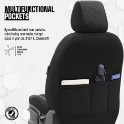 Καλύμματα Αυτοκινήτου Otom Moon Design Universal Βαμβακερό Ύφασμα / Rachel / Δερματίνη Σετ Εμπρός / Πίσω 11 Τεμαχίων Μαύρο MON-1