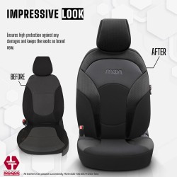 Καλύμματα Αυτοκινήτου Otom Moon Design Universal Βαμβακερό Ύφασμα / Rachel / Δερματίνη Σετ Εμπρός / Πίσω 11 Τεμαχίων Μαύρο MON-1