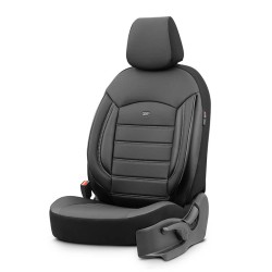 Καλύμματα Αυτοκινήτου Otom Inspire Design Universal Full Δερματίνη Σετ Εμπρός / Πίσω 11 Τεμαχίων Μαύρο Με Γκρι Ραφή INS-3502