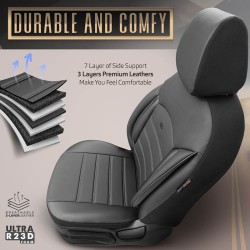 Καλύμματα Αυτοκινήτου Otom Inspire Design Universal Full Δερματίνη Σετ Εμπρός / Πίσω 11 Τεμαχίων Μαύρο Με Γκρι Ραφή INS-3502