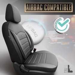 Καλύμματα Αυτοκινήτου Otom Inspire Design Universal Full Δερματίνη Σετ Εμπρός / Πίσω 11 Τεμαχίων Μαύρο Με Γκρι Ραφή INS-3502