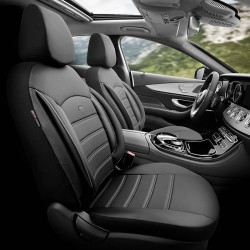 Καλύμματα Αυτοκινήτου Otom Inspire Design Universal Full Δερματίνη Σετ Εμπρός / Πίσω 11 Τεμαχίων Μαύρο Με Γκρι Ραφή INS-3502