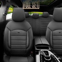 Καλύμματα Αυτοκινήτου Otom Inspire Design Universal Full Δερματίνη Σετ Εμπρός / Πίσω 11 Τεμαχίων Μαύρο Με Γκρι Ραφή INS-3502