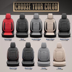Καλύμματα Αυτοκινήτου Otom Inspire Design Universal Full Δερματίνη Σετ Εμπρός / Πίσω 11 Τεμαχίων Μαύρο Με Γκρι Ραφή INS-3502