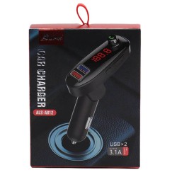 FM Transmitter Με Bluetooth 2 USB Οθόνη LCD Και Τηλεχειριστήριο ALS-A812 12 Volt Μαύρο 1 Τεμάχιο