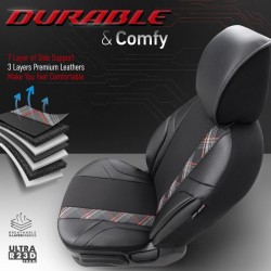 Καλύμματα Αυτοκινήτου Otom Horizon Universal Jacquard / Rachel / Δερματίνη Σετ Εμπρός / Πίσω 11 Τεμαχίων Μαύρο Με Κόκκινο HRZ-18