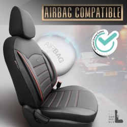 Καλύμματα Αυτοκινήτου Otom Inspire Design Universal Full Δερματίνη Σετ Εμπρός / Πίσω 11 Τεμαχίων Μαύρο Με Κόκκινη Ραφή INS-3503