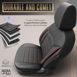 Καλύμματα Αυτοκινήτου Otom Inspire Design Universal Full Δερματίνη Σετ Εμπρός / Πίσω 11 Τεμαχίων Μαύρο Με Κόκκινη Ραφή INS-3503