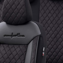 Καλύμματα Αυτοκινήτου Otom Comfortline VIP Design Universal Sued / Rachel / Δερματίνη Καπιτονέ Σετ Εμπρός / Πίσω 11 Τεμαχίων Μαύ