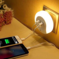 Φωτάκι Νυκτός Πρίζας LED 1W / 3000K Με 2 Θύρες USB & Αισθητήρα Φωτός Λευκό FOS_ME 17-00504