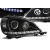 Φανάρια εμπρός led για Mercedes ML W163 (1998-2001) - μαύρα , με λάμπες (Η1) - σετ 2τμχ.