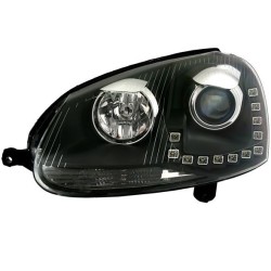 Φανάρια εμπρός led για VW Golf 5 , μαύρα , με λάμπες (Η1) - σετ 2τμχ.