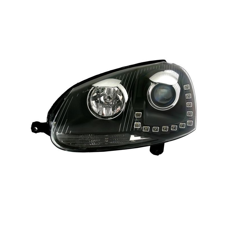 Φανάρια εμπρός led για VW Golf 5 , μαύρα , με λάμπες (Η1) - σετ 2τμχ.